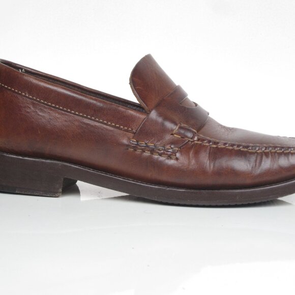 Cole Haan mens shoes brown leather penny loafer casual pinch slip-on size 7 B - Picture 5 of 11